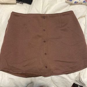 Danielle Guzio Fleece Brown Button Mini Skirt